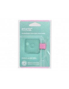 Portaboligrafo autoadhesivo antartik para cuaderno note con elastico hasta 15 mm grosor 80 mm turquesa y rosa