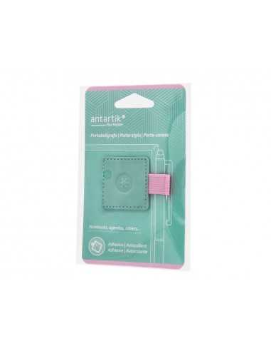 Portaboligrafo autoadhesivo antartik para cuaderno note con elastico hasta 15 mm grosor 80 mm turquesa y rosa