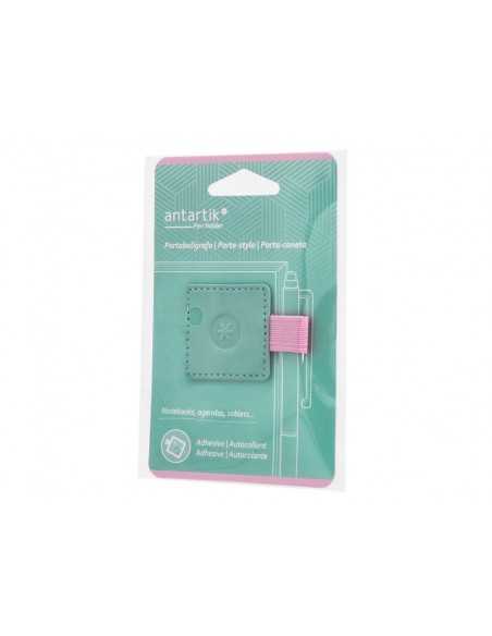Portaboligrafo autoadhesivo antartik para cuaderno note con elastico hasta 15 mm grosor 80 mm turquesa y rosa