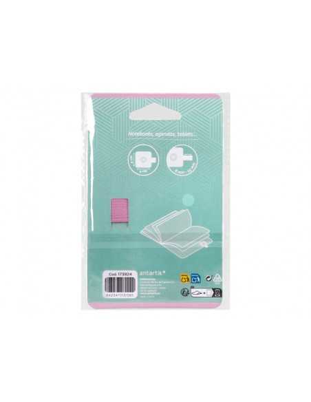 Portaboligrafo autoadhesivo antartik para cuaderno note con elastico hasta 15 mm grosor 80 mm turquesa y rosa