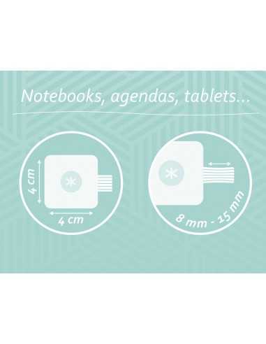 Portaboligrafo autoadhesivo antartik para cuaderno note con elastico hasta 15 mm grosor 80 mm turquesa y rosa