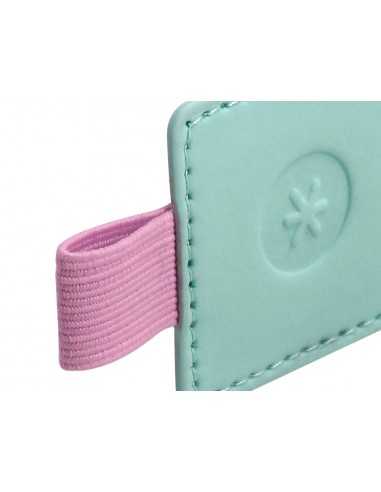 Portaboligrafo autoadhesivo antartik para cuaderno note con elastico hasta 15 mm grosor 80 mm turquesa y rosa