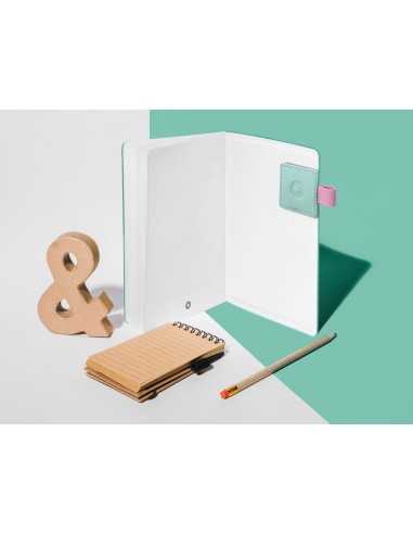 Portaboligrafo autoadhesivo antartik para cuaderno note con elastico hasta 15 mm grosor 80 mm turquesa y rosa