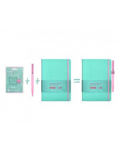 Portaboligrafo autoadhesivo antartik para cuaderno note con elastico hasta 15 mm grosor 80 mm turquesa y rosa