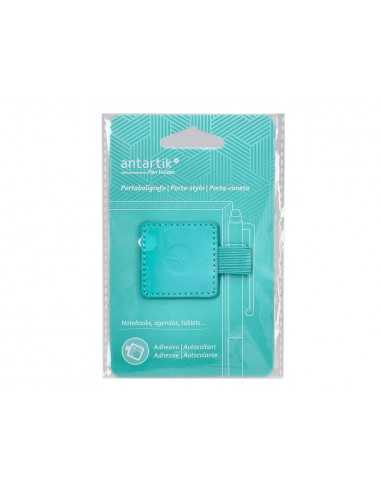 Portaboligrafo autoadhesivo antartik para cuaderno note con elastico hasta 15 mm grosor 80 mm turquesa 40x40