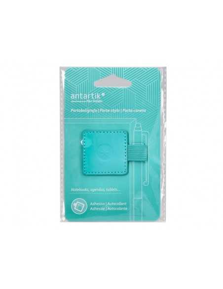 Portaboligrafo autoadhesivo antartik para cuaderno note con elastico hasta 15 mm grosor 80 mm turquesa 40x40