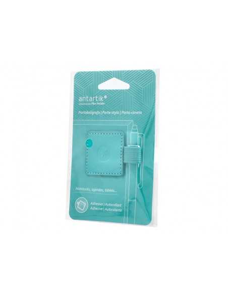 Portaboligrafo autoadhesivo antartik para cuaderno note con elastico hasta 15 mm grosor 80 mm turquesa 40x40