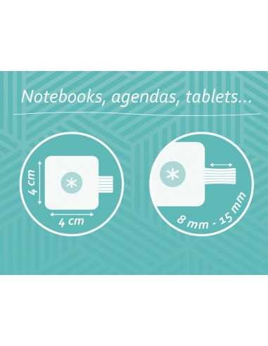 Portaboligrafo autoadhesivo antartik para cuaderno note con elastico hasta 15 mm grosor 80 mm turquesa 40x40