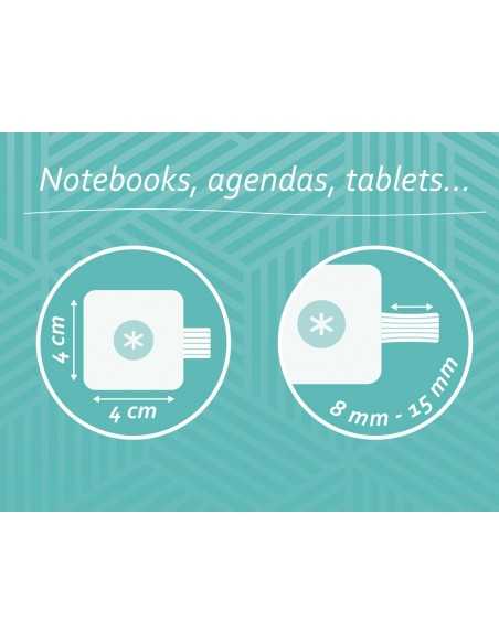 Portaboligrafo autoadhesivo antartik para cuaderno note con elastico hasta 15 mm grosor 80 mm turquesa 40x40
