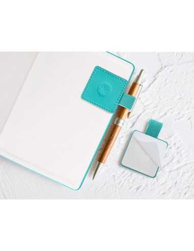 Portaboligrafo autoadhesivo antartik para cuaderno note con elastico hasta 15 mm grosor 80 mm turquesa 40x40