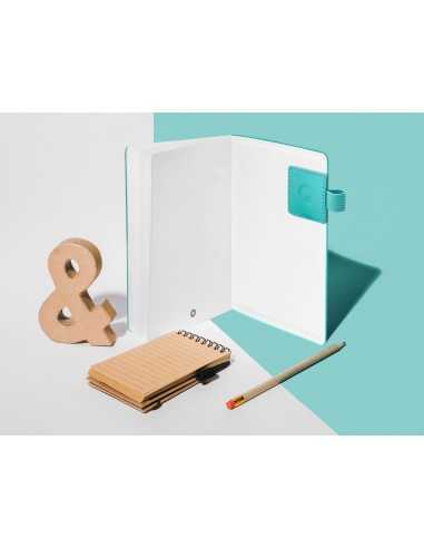 Portaboligrafo autoadhesivo antartik para cuaderno note con elastico hasta 15 mm grosor 80 mm turquesa 40x40