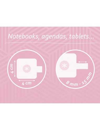 Portaboligrafo autoadhesivo antartik para cuaderno note con elastico hasta 15 mm grosor 80 mm rosa 40x40 mm