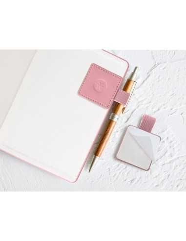 Portaboligrafo autoadhesivo antartik para cuaderno note con elastico hasta 15 mm grosor 80 mm rosa 40x40 mm