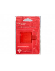Portaboligrafo autoadhesivo antartik para cuaderno note con elastico hasta 15 mm grosor 80 mm rojo 40x40 mm