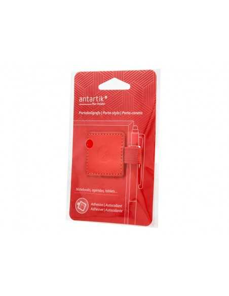 Portaboligrafo autoadhesivo antartik para cuaderno note con elastico hasta 15 mm grosor 80 mm rojo 40x40 mm