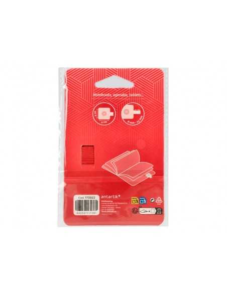 Portaboligrafo autoadhesivo antartik para cuaderno note con elastico hasta 15 mm grosor 80 mm rojo 40x40 mm