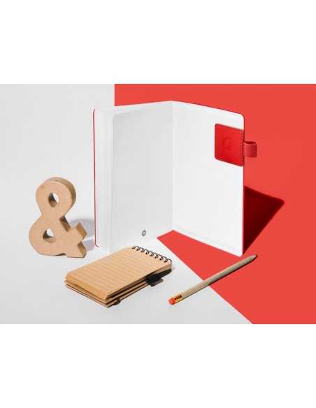 Portaboligrafo autoadhesivo antartik para cuaderno note con elastico hasta 15 mm grosor 80 mm rojo 40x40 mm