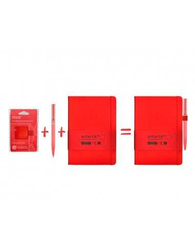 Portaboligrafo autoadhesivo antartik para cuaderno note con elastico hasta 15 mm grosor 80 mm rojo 40x40 mm