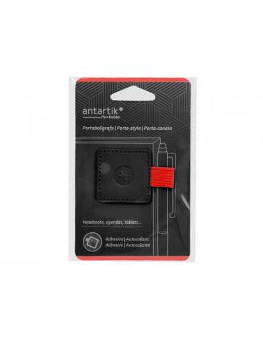 Portaboligrafo autoadhesivo antartik para cuaderno note con elastico hasta 15 mm grosor 80 mm negro y rojo