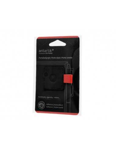 Portaboligrafo autoadhesivo antartik para cuaderno note con elastico hasta 15 mm grosor 80 mm negro y rojo