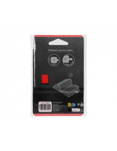 Portaboligrafo autoadhesivo antartik para cuaderno note con elastico hasta 15 mm grosor 80 mm negro y rojo