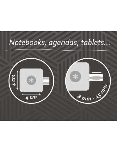 Portaboligrafo autoadhesivo antartik para cuaderno note con elastico hasta 15 mm grosor 80 mm negro y rojo