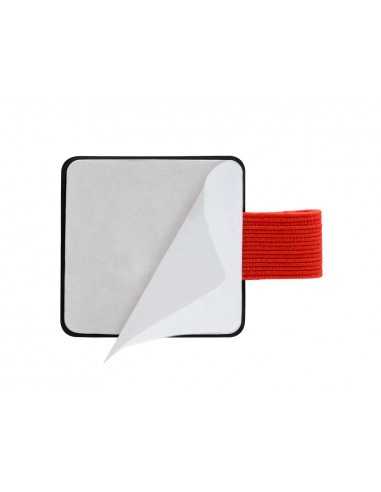 Portaboligrafo autoadhesivo antartik para cuaderno note con elastico hasta 15 mm grosor 80 mm negro y rojo