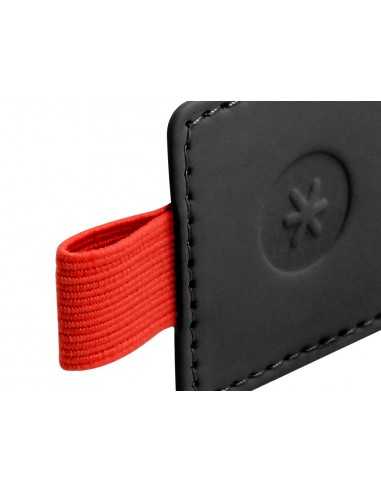 Portaboligrafo autoadhesivo antartik para cuaderno note con elastico hasta 15 mm grosor 80 mm negro y rojo