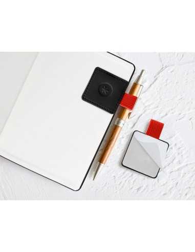 Portaboligrafo autoadhesivo antartik para cuaderno note con elastico hasta 15 mm grosor 80 mm negro y rojo
