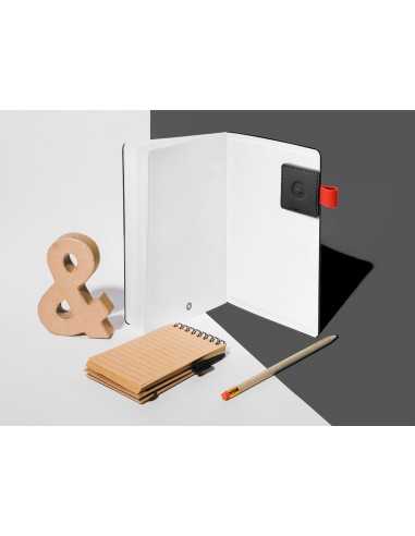 Portaboligrafo autoadhesivo antartik para cuaderno note con elastico hasta 15 mm grosor 80 mm negro y rojo