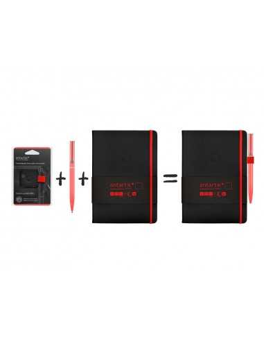 Portaboligrafo autoadhesivo antartik para cuaderno note con elastico hasta 15 mm grosor 80 mm negro y rojo
