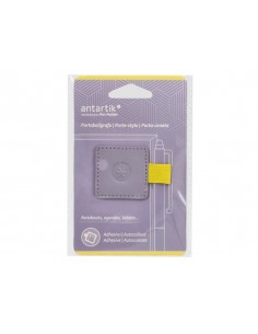 Portaboligrafo autoadhesivo antartik para cuaderno note con elastico hasta 15 mm grosor 80 mm morado y amarillo