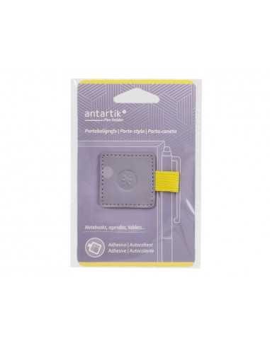 Portaboligrafo autoadhesivo antartik para cuaderno note con elastico hasta 15 mm grosor 80 mm morado y amarillo