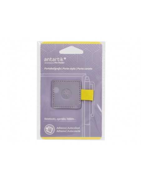 Portaboligrafo autoadhesivo antartik para cuaderno note con elastico hasta 15 mm grosor 80 mm morado y amarillo