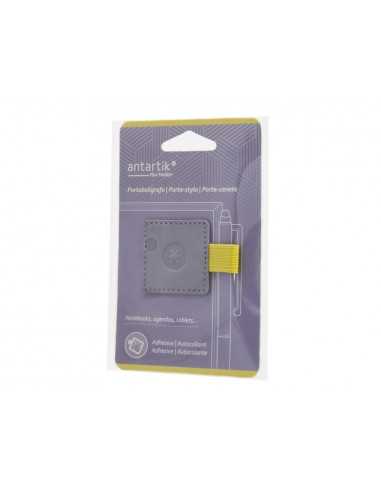 Portaboligrafo autoadhesivo antartik para cuaderno note con elastico hasta 15 mm grosor 80 mm morado y amarillo