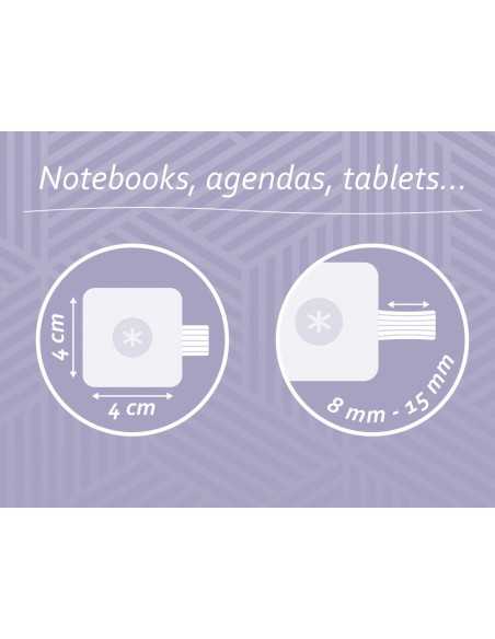 Portaboligrafo autoadhesivo antartik para cuaderno note con elastico hasta 15 mm grosor 80 mm morado y amarillo Portaboligrafo autoadhesivo antartik para cuaderno note con elastico hasta 15 mm grosor 80 mm morado y amarillo