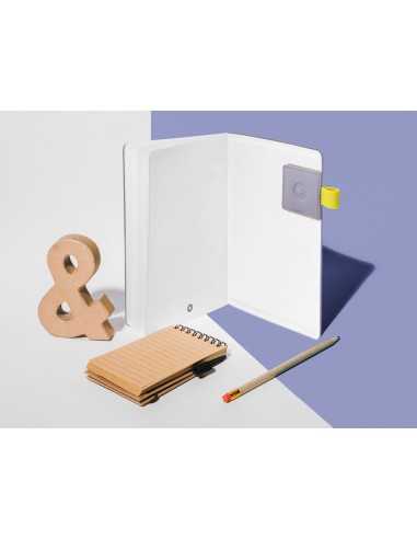 Portaboligrafo autoadhesivo antartik para cuaderno note con elastico hasta 15 mm grosor 80 mm morado y amarillo
