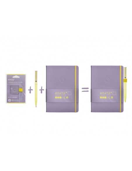 Portaboligrafo autoadhesivo antartik para cuaderno note con elastico hasta 15 mm grosor 80 mm morado y amarillo Portaboligrafo autoadhesivo antartik para cuaderno note con elastico hasta 15 mm grosor 80 mm morado y amarillo