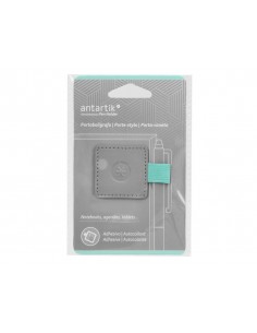 Portaboligrafo autoadhesivo antartik para cuaderno note con elastico hasta 15 mm grosor 80 mm gris y turquesa
