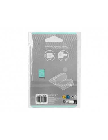 Portaboligrafo autoadhesivo antartik para cuaderno note con elastico hasta 15 mm grosor 80 mm gris y turquesa