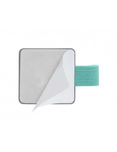 Portaboligrafo autoadhesivo antartik para cuaderno note con elastico hasta 15 mm grosor 80 mm gris y turquesa