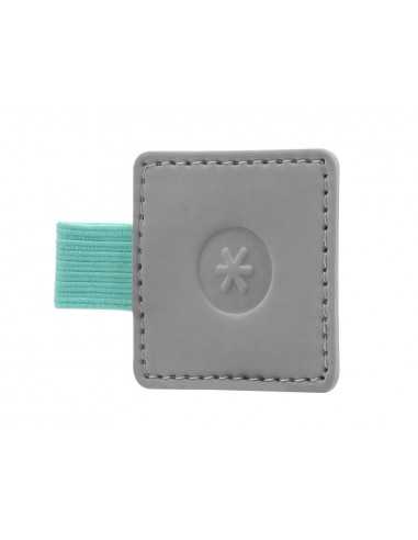 Portaboligrafo autoadhesivo antartik para cuaderno note con elastico hasta 15 mm grosor 80 mm gris y turquesa