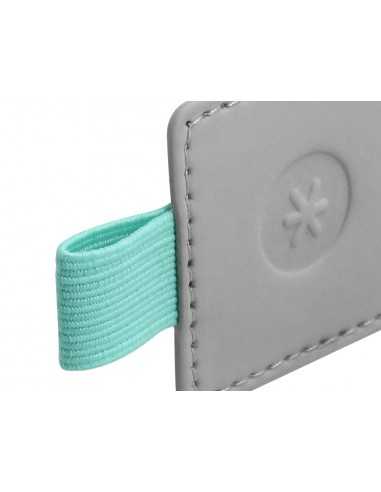 Portaboligrafo autoadhesivo antartik para cuaderno note con elastico hasta 15 mm grosor 80 mm gris y turquesa