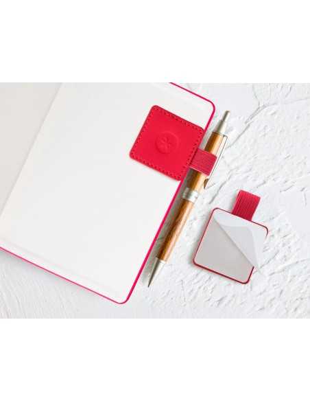 Portaboligrafo autoadhesivo antartik para cuaderno note con elastico hasta 15 mm grosor 80 mm fucsia 40x40 mm