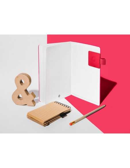 Portaboligrafo autoadhesivo antartik para cuaderno note con elastico hasta 15 mm grosor 80 mm fucsia 40x40 mm