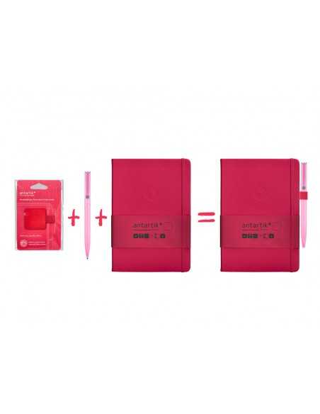 Portaboligrafo autoadhesivo antartik para cuaderno note con elastico hasta 15 mm grosor 80 mm fucsia 40x40 mm