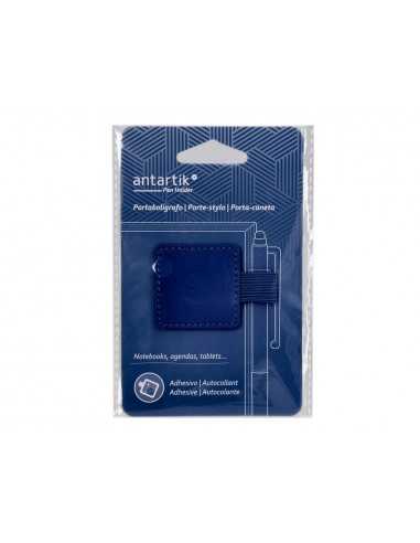 Portaboligrafo autoadhesivo antartik para cuaderno note con elastico hasta 15 mm grosor 80 mm azul marino
