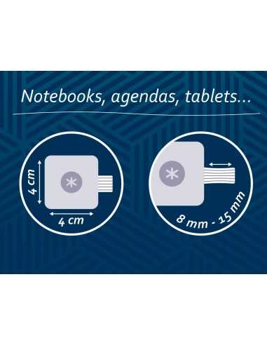 Portaboligrafo autoadhesivo antartik para cuaderno note con elastico hasta 15 mm grosor 80 mm azul marino