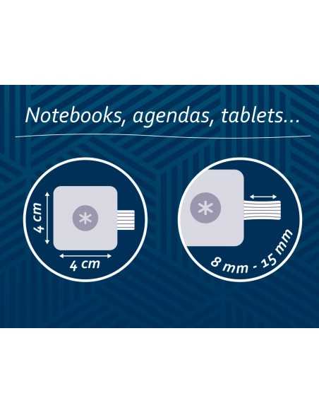 Portaboligrafo autoadhesivo antartik para cuaderno note con elastico hasta 15 mm grosor 80 mm azul marino