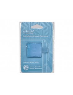 Portaboligrafo autoadhesivo antartik para cuaderno note con elastico hasta 15 mm grosor 80 mm azul claro 40x40